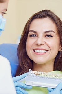 Woman smiling at dentist