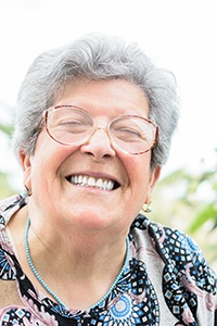 Woman smiling outside