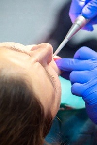 A patient fully relaxed while at the dentist’s office