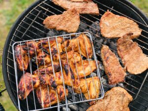 Grilled meats on a barbeque